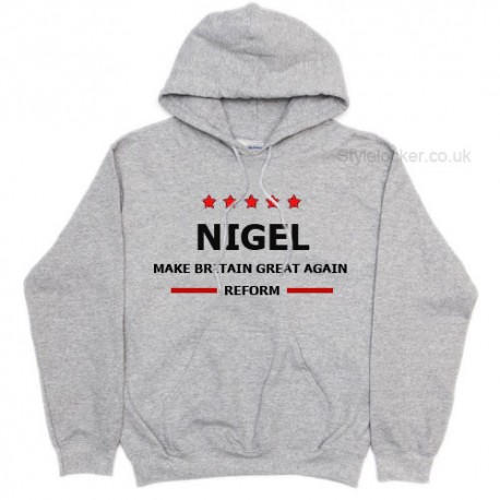 Nigel Farage Make Britain Great Again Grey Hoodie